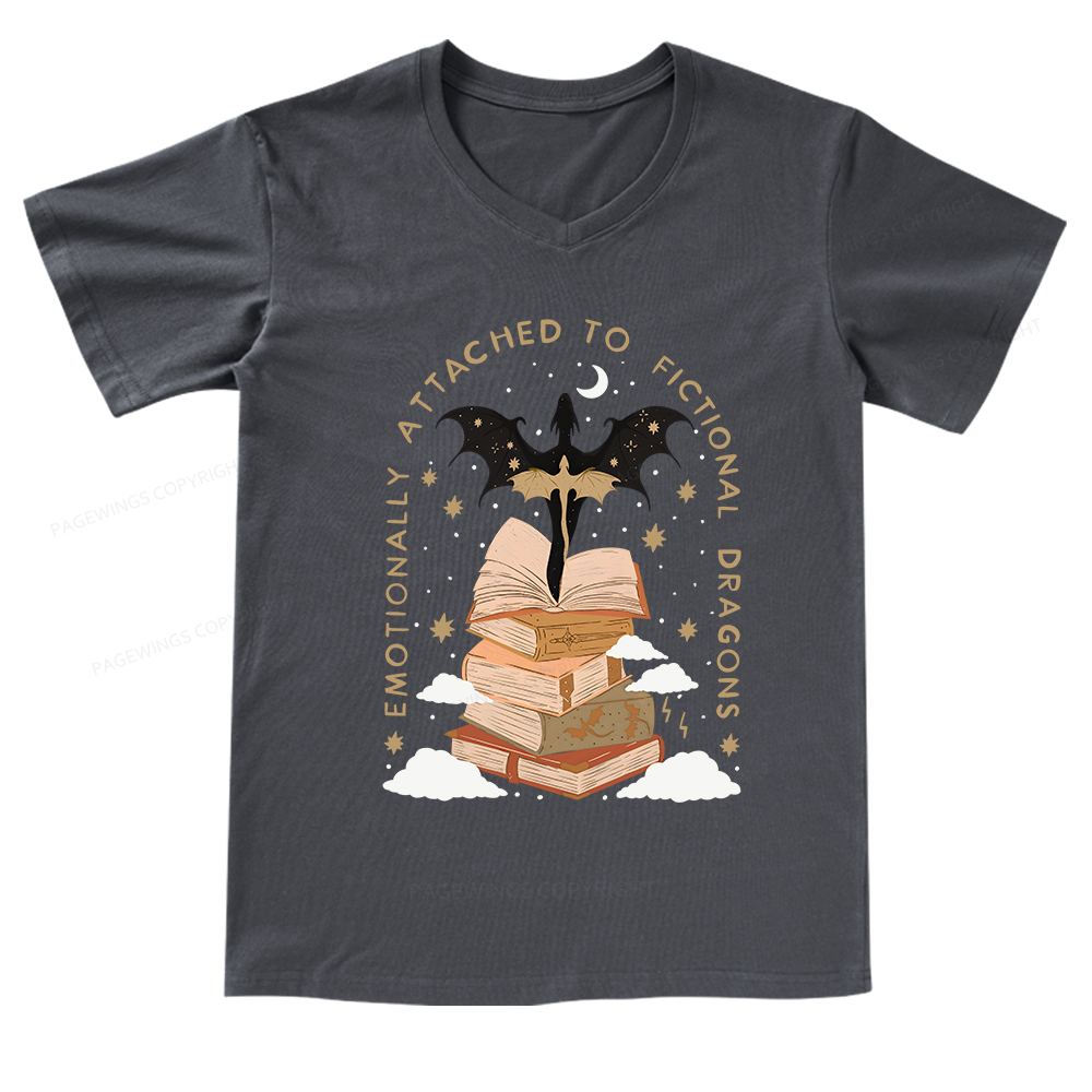 Pagewings Fantasy Romance Reader Gift Romantacy V-neck T-shirt