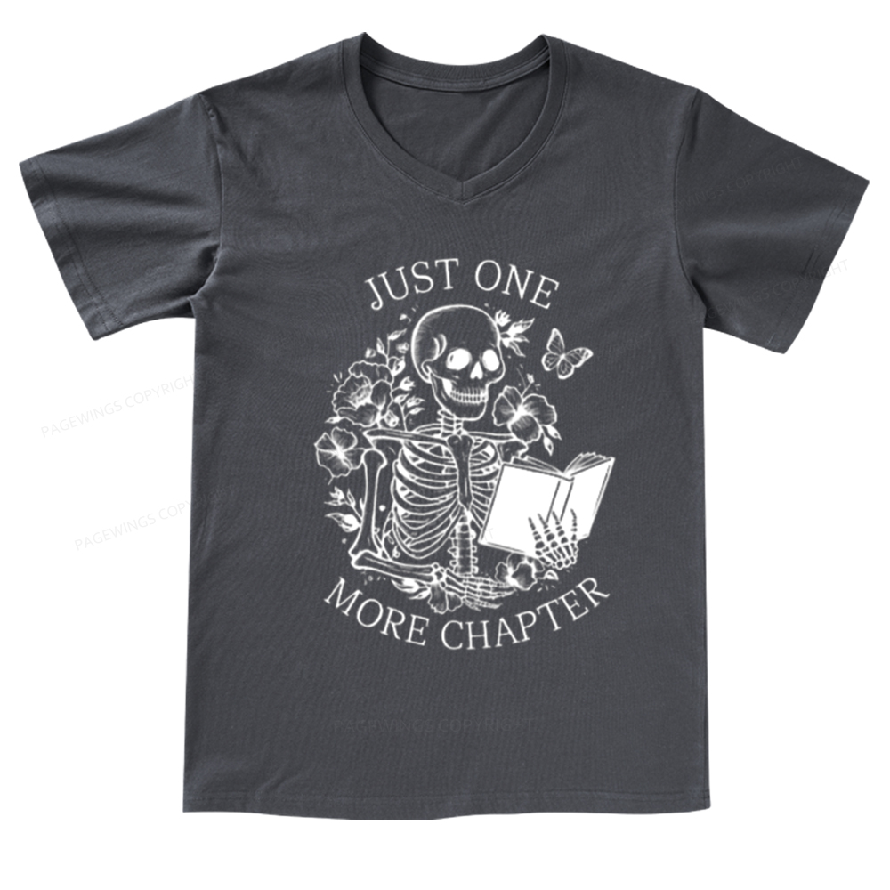 Pagewings One More Chapter Skeleton V-neck T-shirt