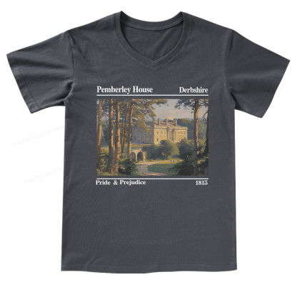 Pagewings Pride and Prejudice Pemberley House V-neck T-shirt