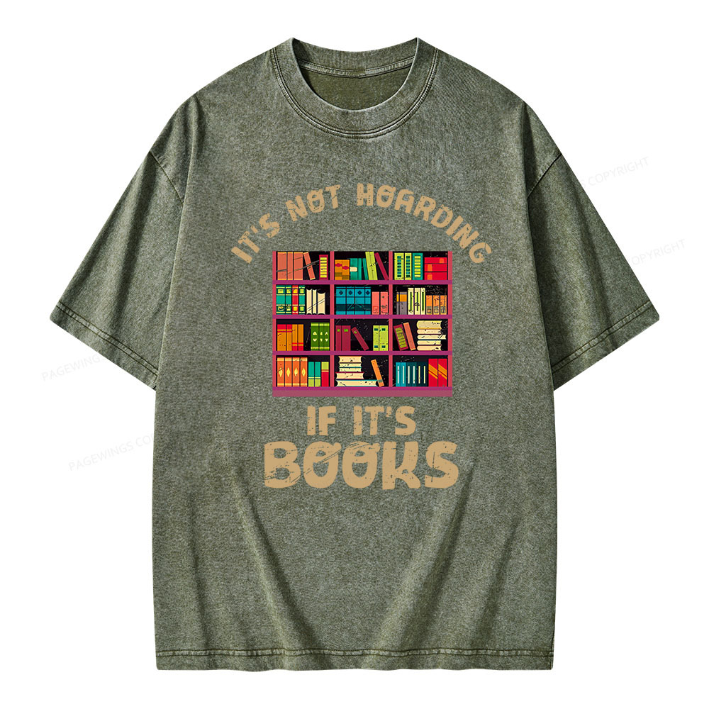 Pagewings Bookshelf Set Of Stacks Of Books Stock Unisex Washed T-shirt
