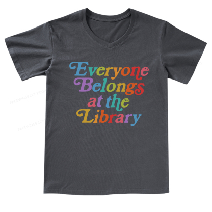 Pagewings Everyone belongs at the library V-neck T-shirt