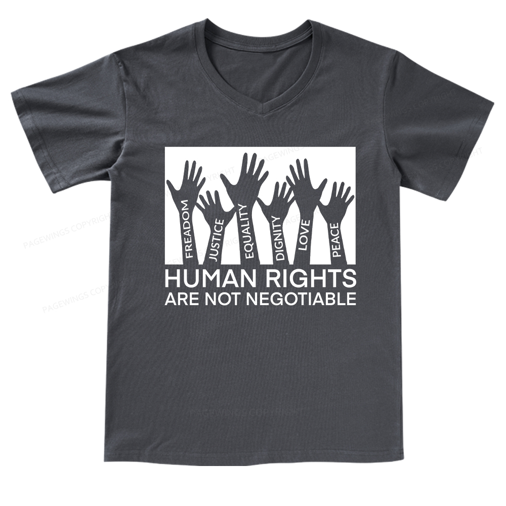 Pagewings Human Rights Are Not Negotiable V-neck T-shirt