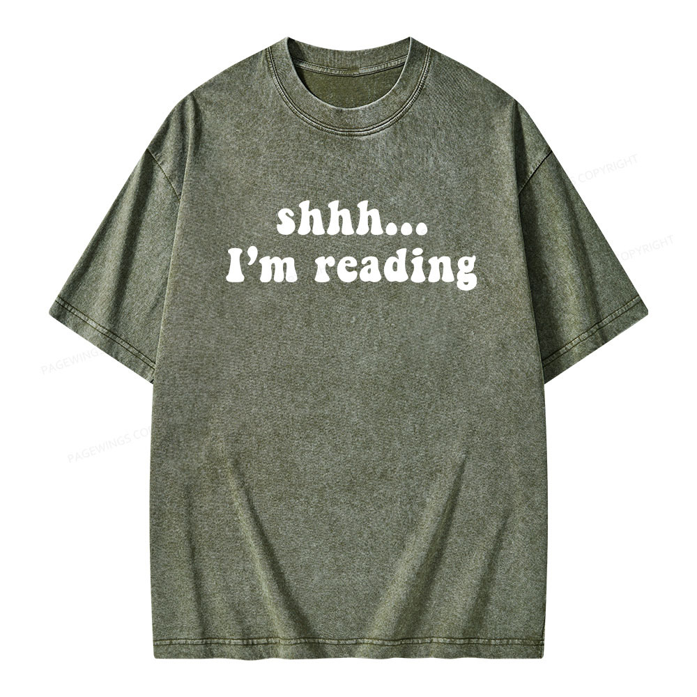 Pagewings Shhh I'm Reading Unisex Washed T-shirt