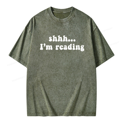 Pagewings Shhh I'm Reading Unisex Washed T-shirt