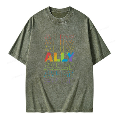 Pagewings LGBTQ Ally Unisex Washed T-shirt