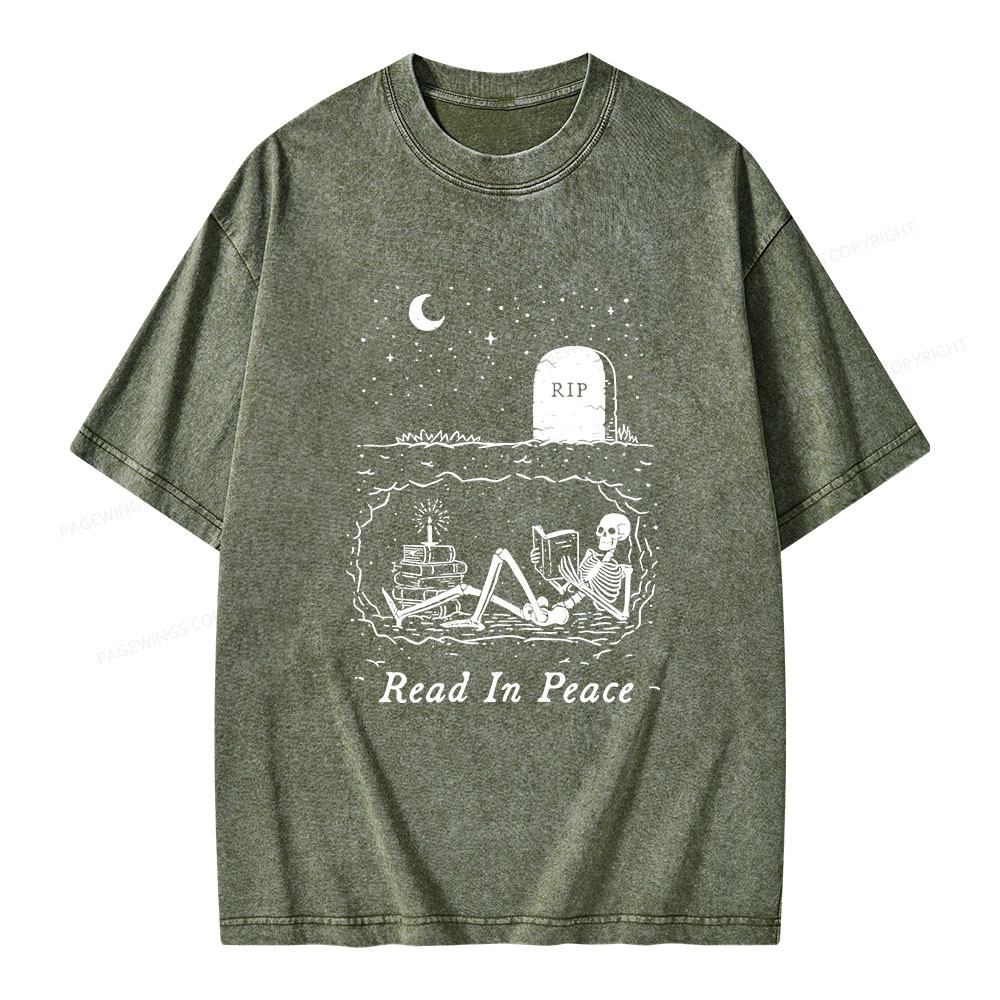 Pagewings Read In Peace Unisex Washed T-shirt