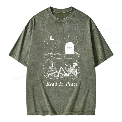 Pagewings Read In Peace Unisex Washed T-shirt