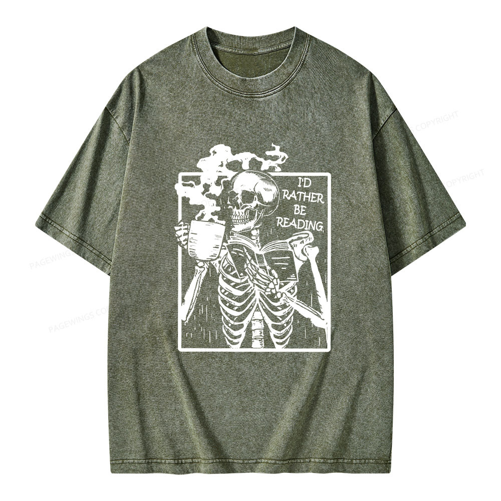 Pagewings I’d Rather Be Reading Unisex Washed T-shirt