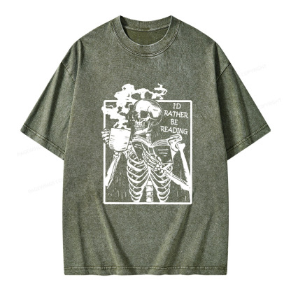 Pagewings I’d Rather Be Reading Unisex Washed T-shirt