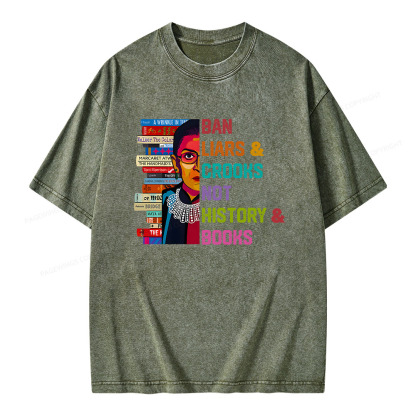 Pagewings Ban Liars and Crooks Not History and Books Unisex Washed T-shirt