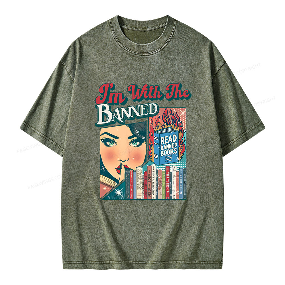 Pagewings I’m With the Banned Unisex Washed T-shirt