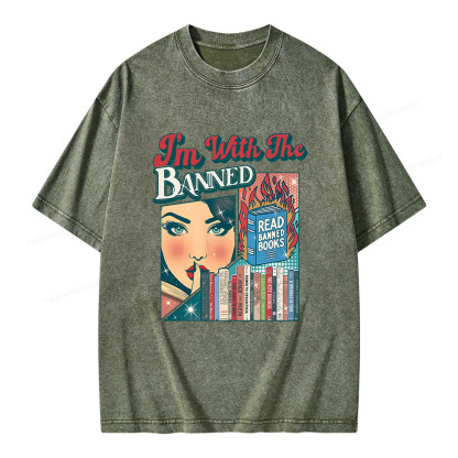 Pagewings I’m With the Banned Unisex Washed T-shirt