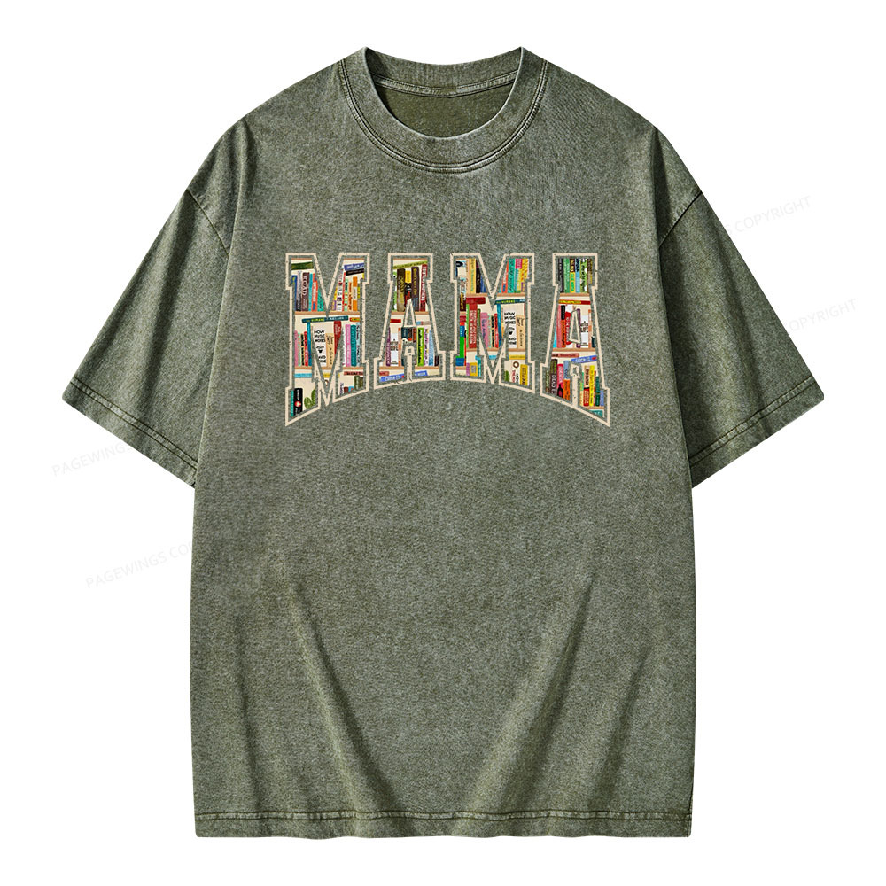 Pagewings About MAMA's Bookshelf Unisex Washed T-shirt