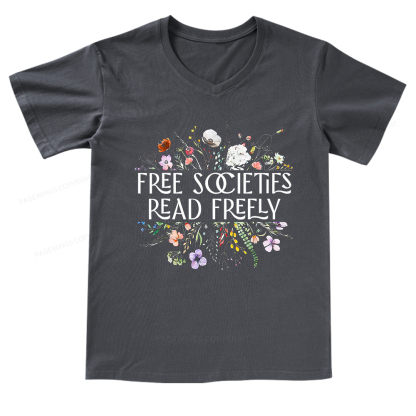 Pagewings Free Societies Read Freely V-neck T-shirt