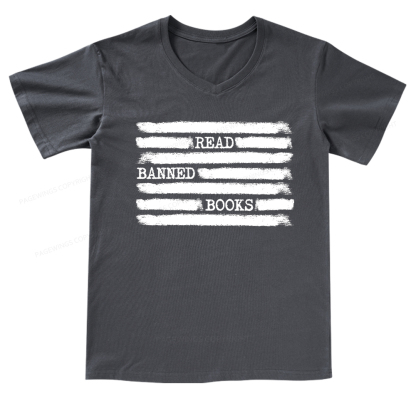 Pagewings Read Banned Books Bookworm Librarian T-Shirt V-neck T-shirt