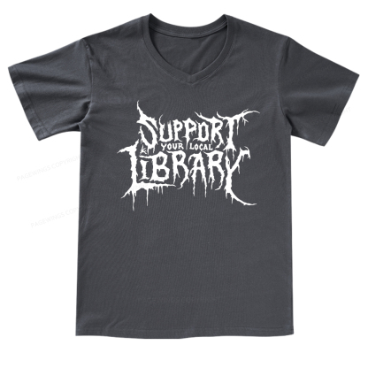 Pagewings Support Your Local Library V-neck T-shirt