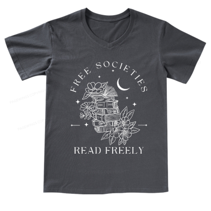 Pagewings Free Societies Read Freely Comfort Colors V-neck T-shirt
