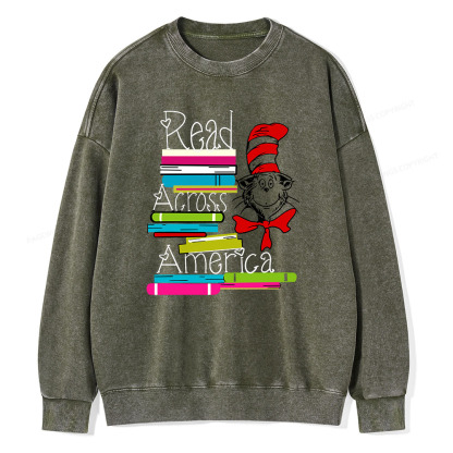 Pagewings Read Across America DTF Transfer, Reading Friends Dr. Seuss Unisex Washed Sweatshirt