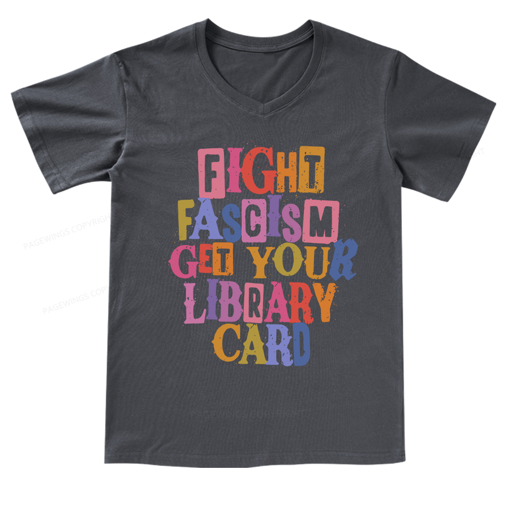 Pagewings Get Your Library Card V-neck T-shirt
