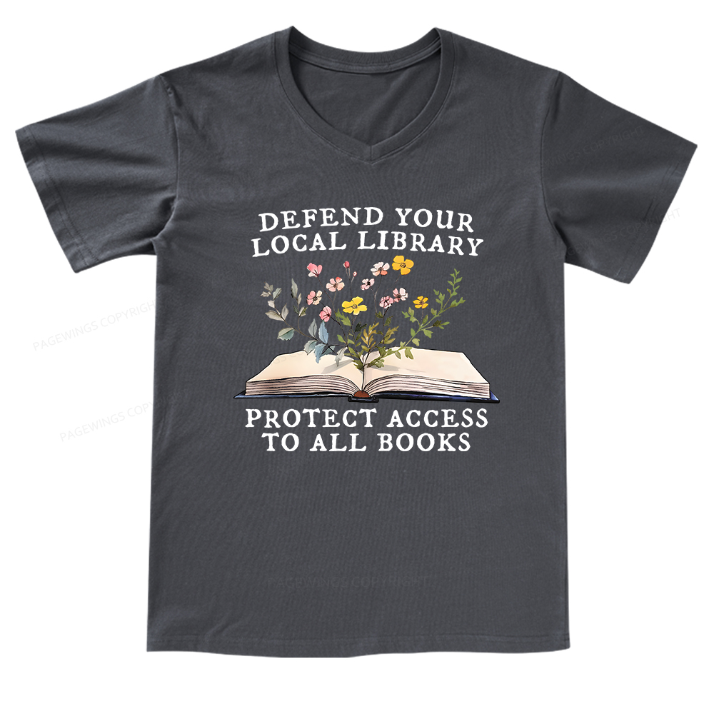 Pagewings Books Save Lives Protect Libraries V-neck T-shirt 