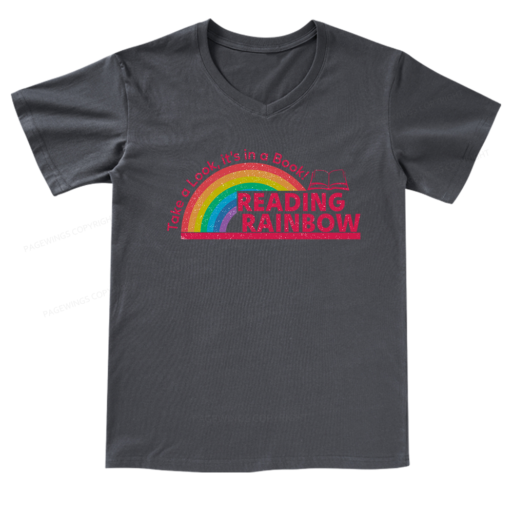 Pagewings Reading Rainbow V-neck T-shirt
