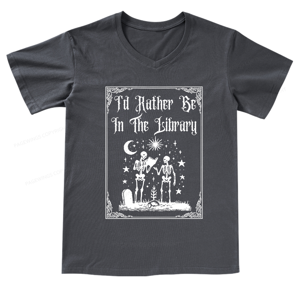 Pagewings I'd Rather Be In The Library V-neck T-shirt