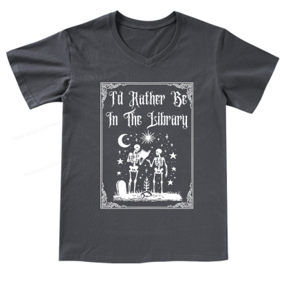 Pagewings I'd Rather Be In The Library V-neck T-shirt