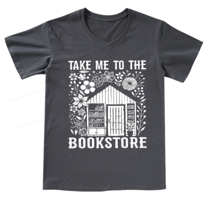 Pagewings Take Me To The Bookstore V-neck T-shirt