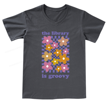 Pagewings The Library is Groovy V-neck T-shirt