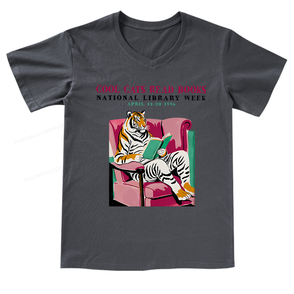 Pagewings Library Week Poster 1996 V-neck T-shirt