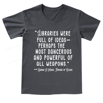 Pagewings Libraries Were Full Of Ideas V-neck T-shirt