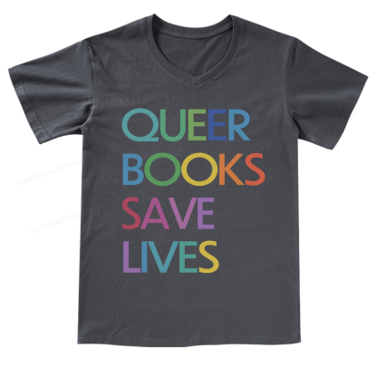 Pagewings Queer Books Save LivesV-neck T-shirt