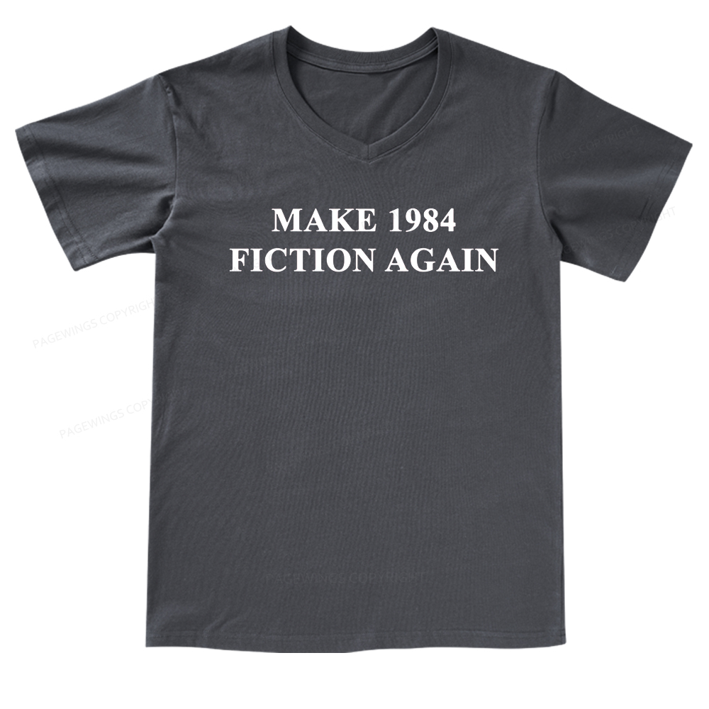 Pagewings Make 1984  Fiction Again V-neck T-shirt
