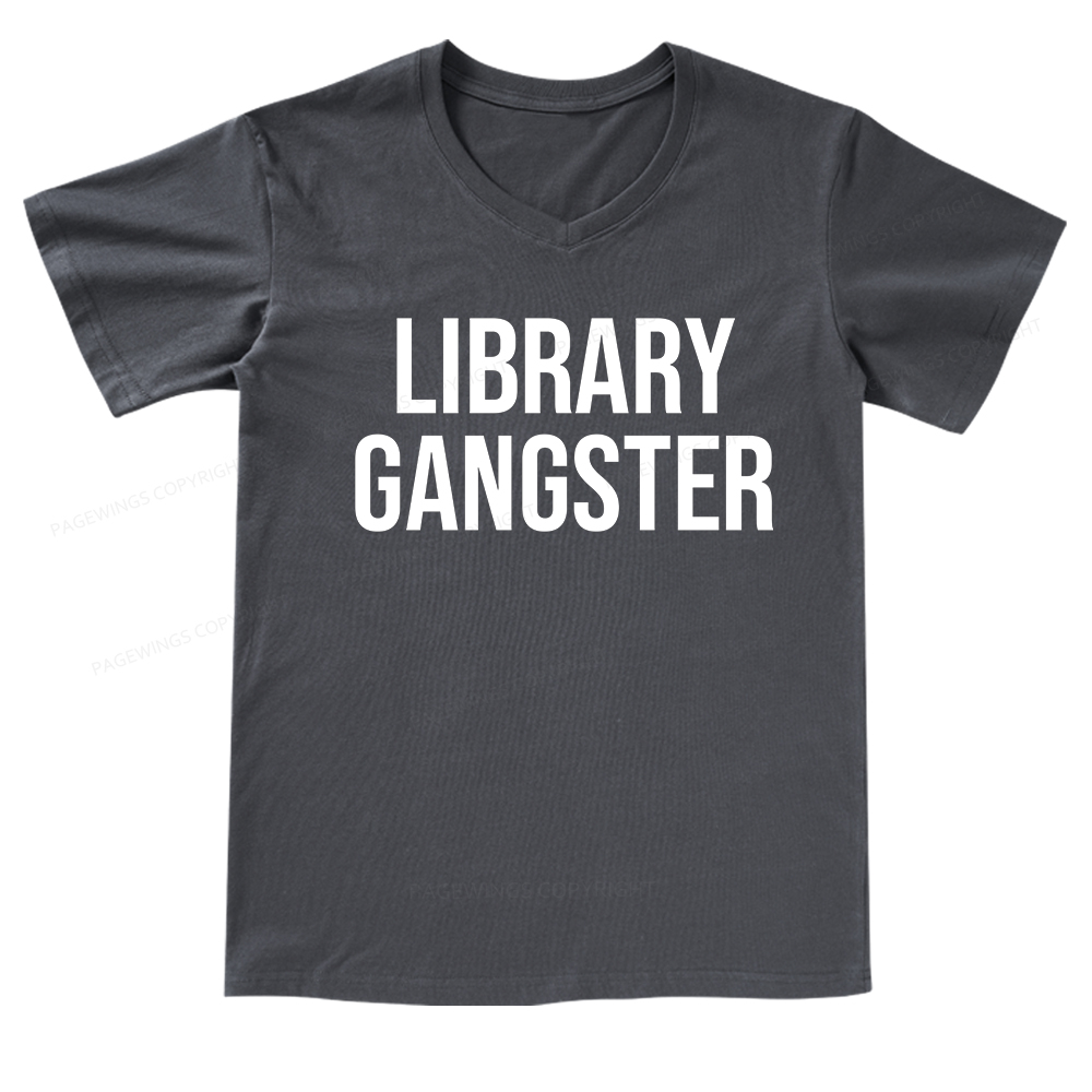 Pagewings Library Gangster V-neck T-shirt