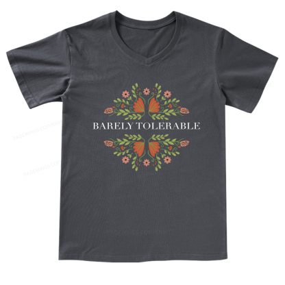Pagewings Barely Tolerable V-neck T-shirt