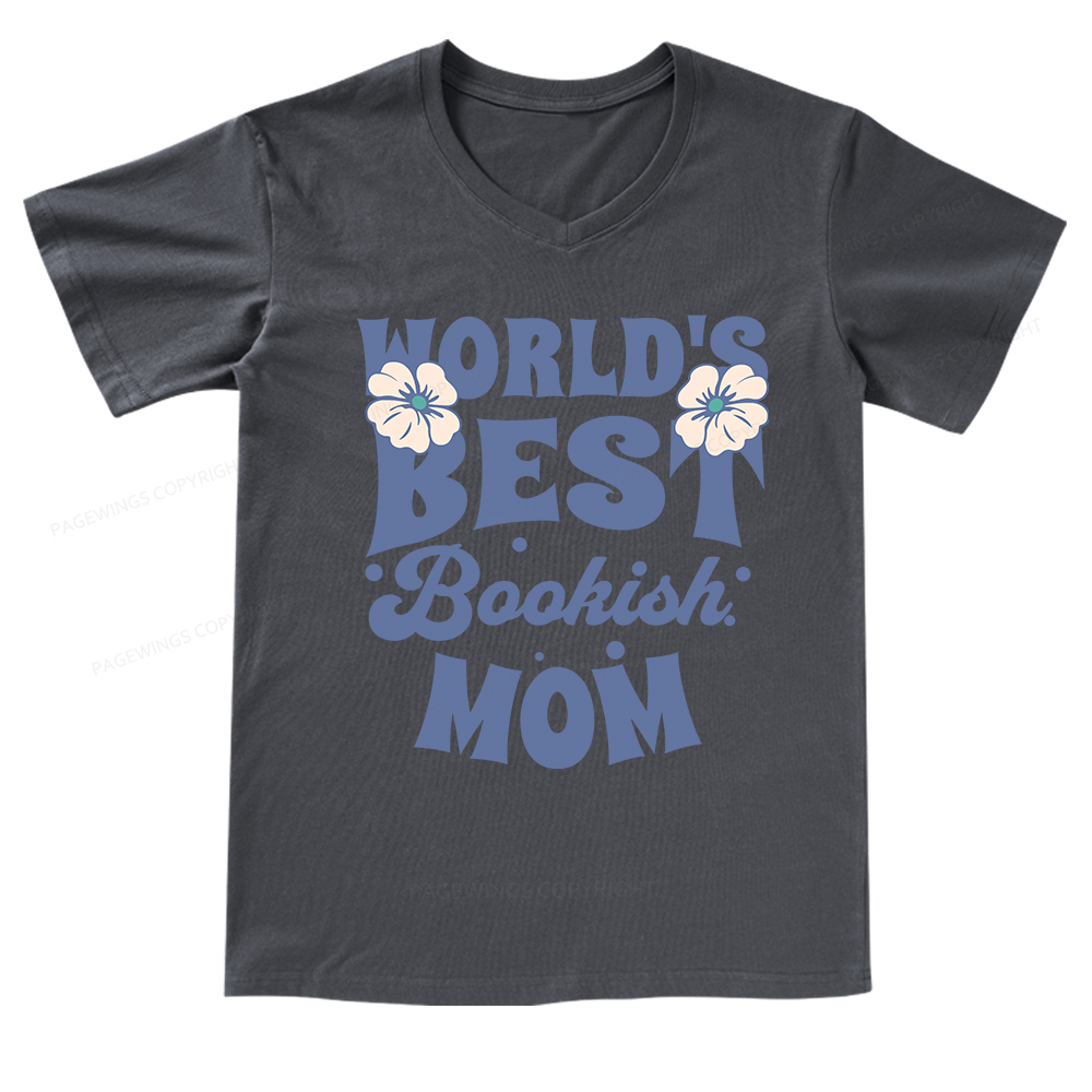 Pagewings World's Brsy Bookish Mom V-neck T-shirt