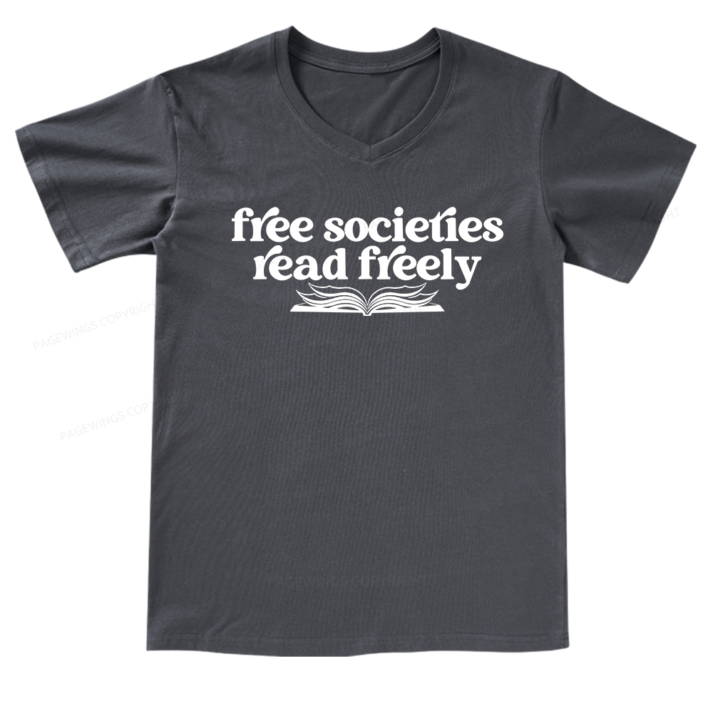 Pagewings Stop Book Banning V-neck T-shirt