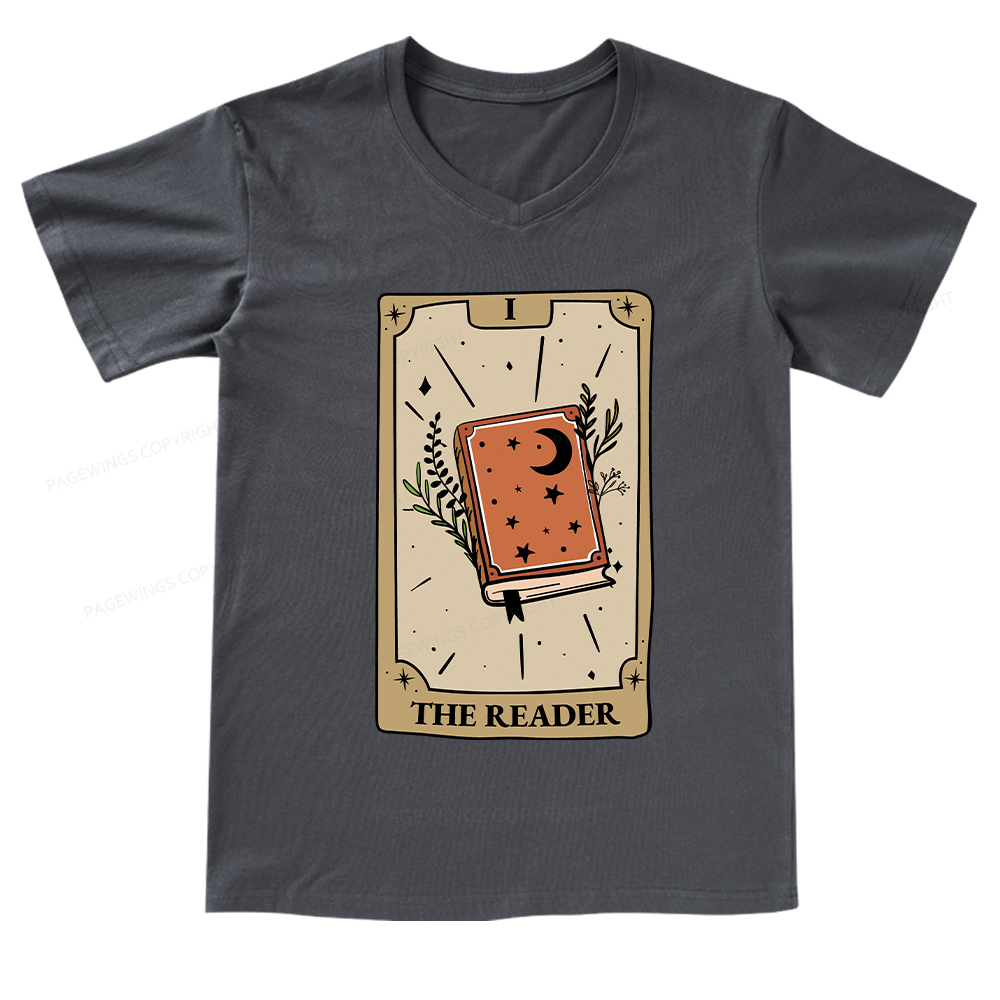 Pagewings The Reader Tarot Card V-neck T-shirt