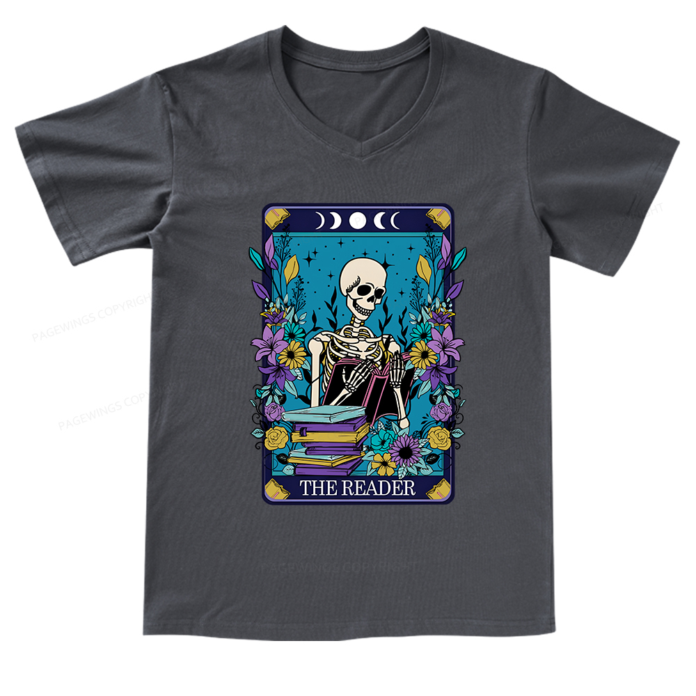 Pagewings The Reader Tarot Card Shirt V-neck T-shirt
