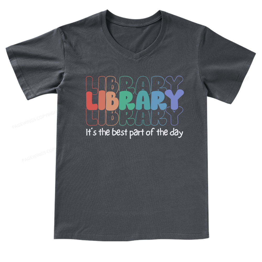 Pagewings School Librarian Shirt, Library Shirt V-neck T-shirt