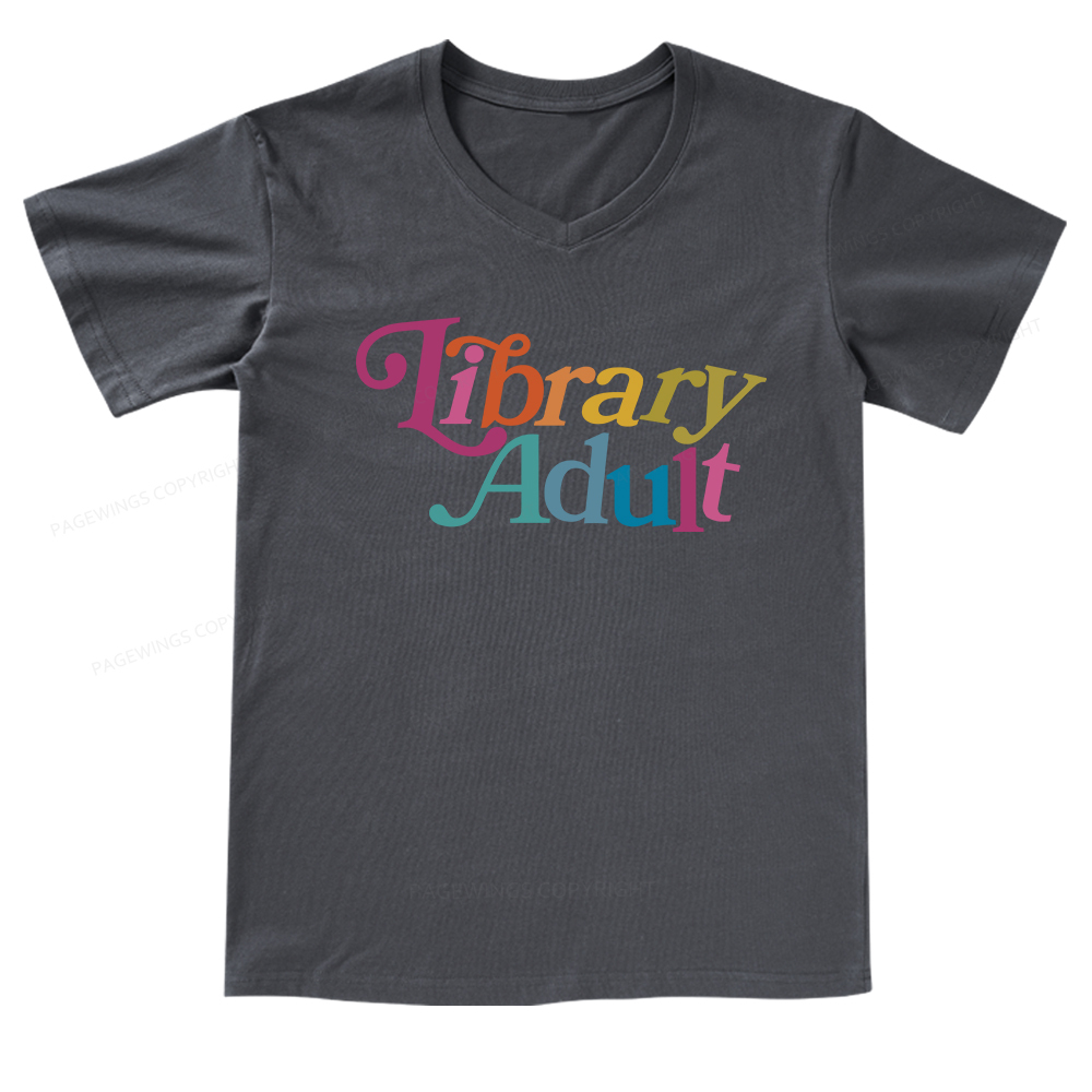 Pagewings Library Adult, Library Kid V-neck T-shirt