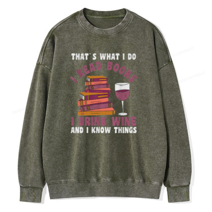 Pagewings Book Fun Wines Book Reading T-Shirts Unisex Washed Sweatshirt