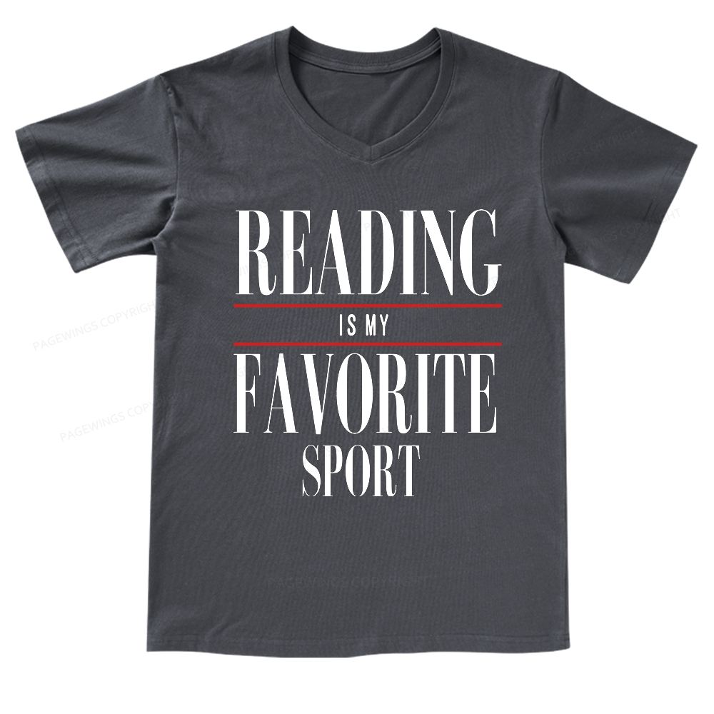 Pagewings Reading Is My Favorite Sport V-neck T-shirt