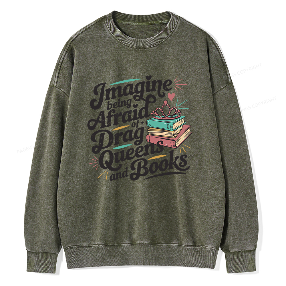 Pagewings Book Lover Gift For Bookworm Unisex Washed Sweatshirt