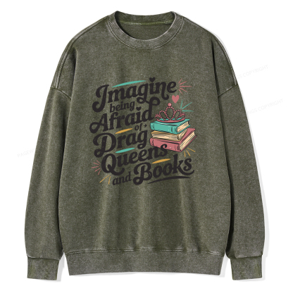 Pagewings Book Lover Gift For Bookworm Unisex Washed Sweatshirt