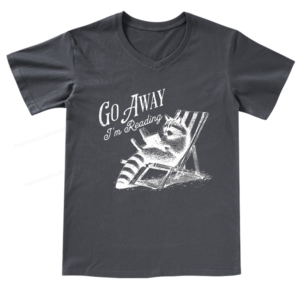 Pagewings Funny Raccoon Book Lover V-neck T-shirt