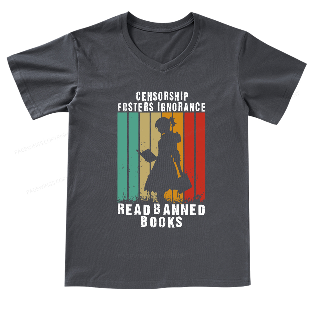 Pagewings Banned Books Vintage V-neck T-shirt