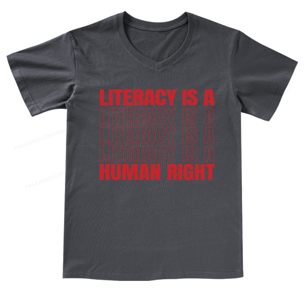 Pagewings Literacy Is A Human Right V-neck T-shirt