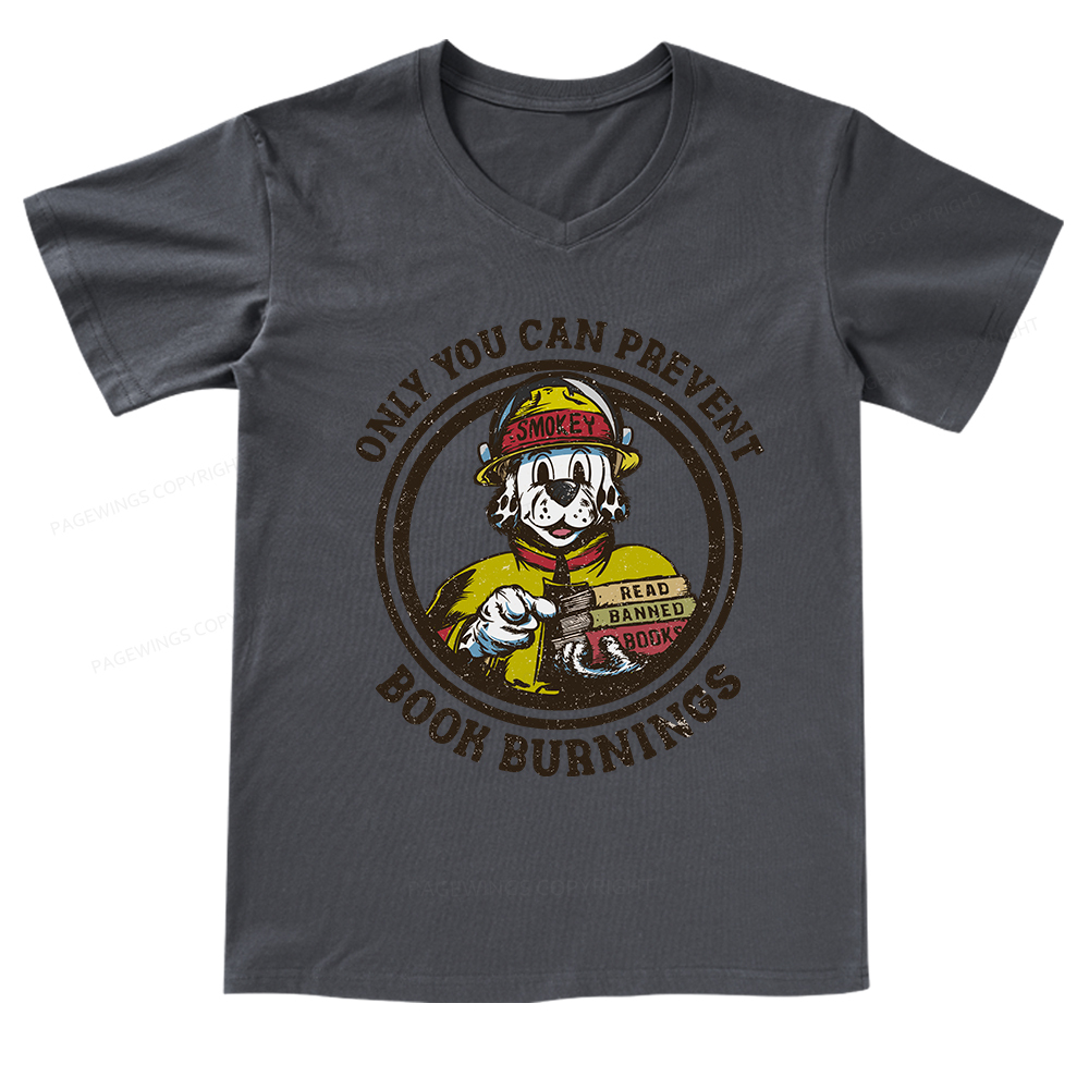 Pagewings Prevent Book Burnings V-neck T-shirt