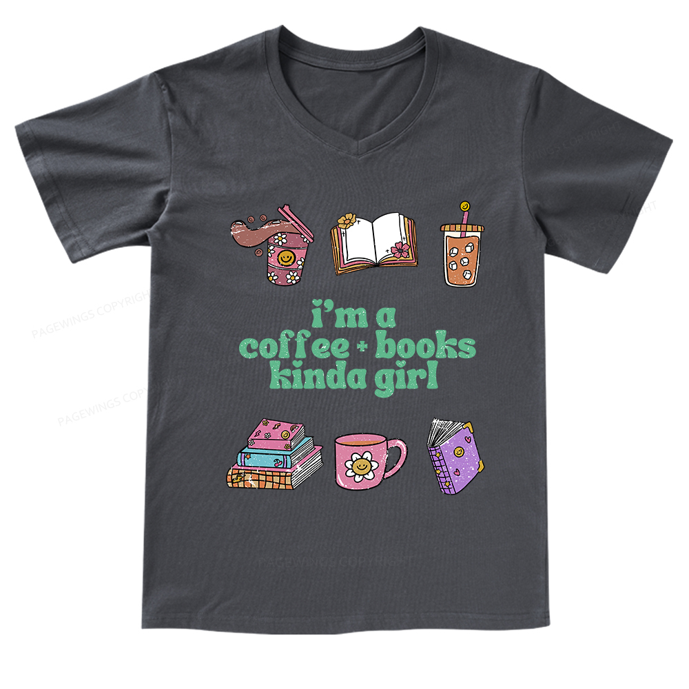 Pagewings I 'm A Coffee Books Kinda Girl V-neck T-shirt